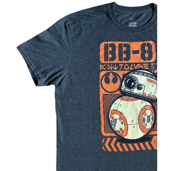 Star Wars Mens Pop Tees Shirt The Force Awakens BB-8 Size XL Heather Gray Orange - Picture 3 of 9